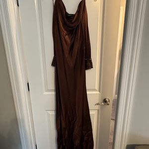 100% silk Laurence Kazar Paris-New York chocolate evening gown